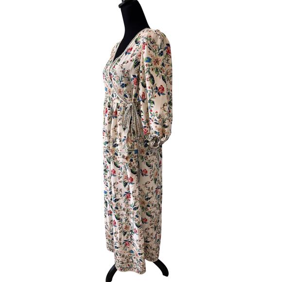 MAX STUDIO Women's White Floral Faux Wrap Pockets Maxi Dress Size S - Picture 2 of 5